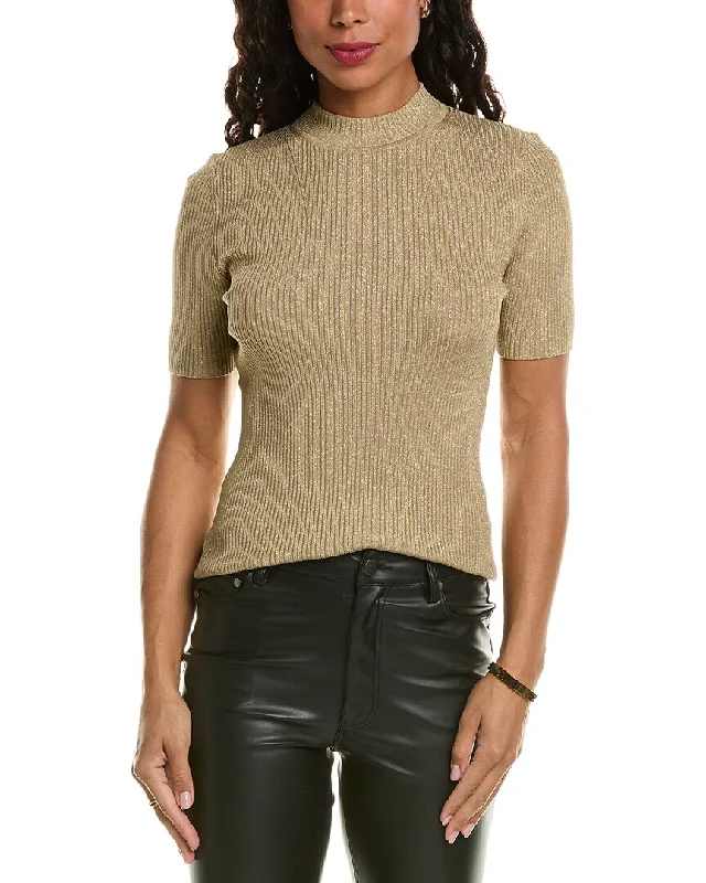 Youthful Sweaters for women with patterns Elie Tahari Metallic Mock Sweater