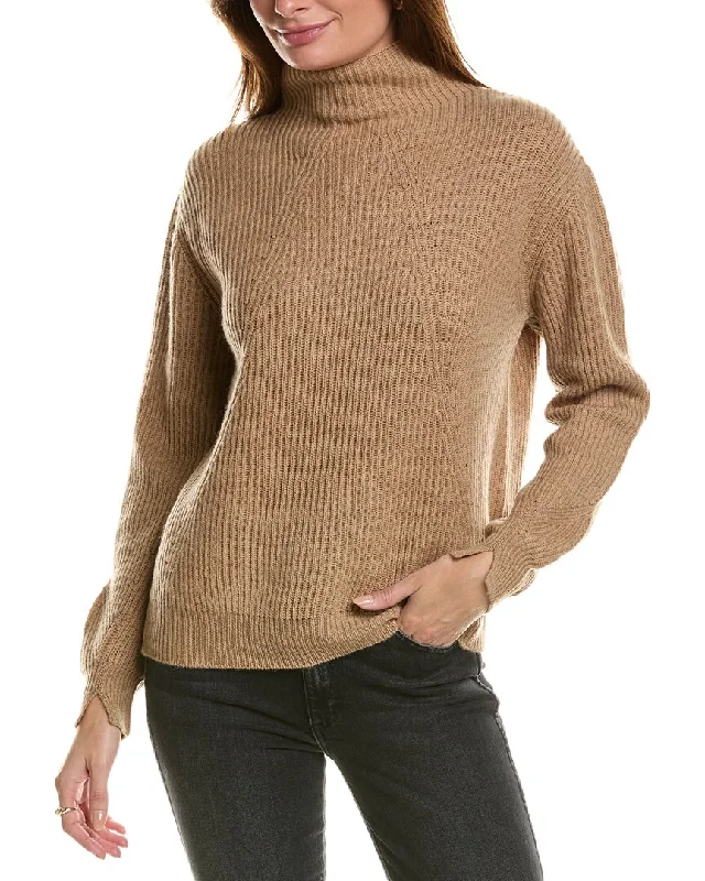 Sporty Elegance Winter wool pullovers for women Forte Cashmere Fashioned Rib Funnel Neck Wool & Cashmere-Blend Sweater Sporty Elegance Winter wool pullovers for women Forte Cashmere Fashioned Rib Funnel Neck Wool & Cashmere-Blend Sweater