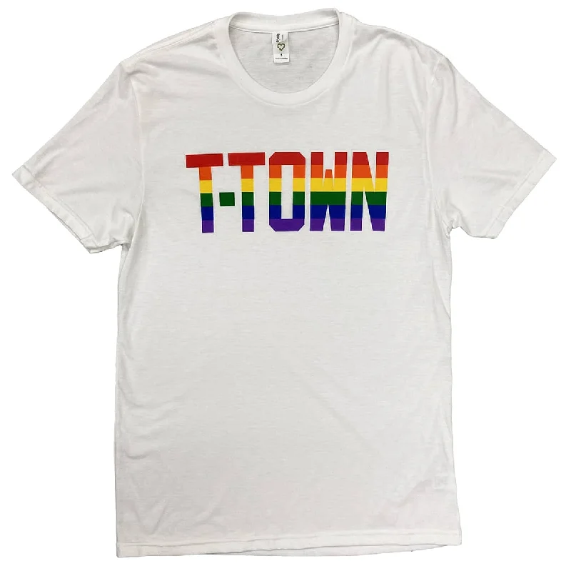 Comfortable Jackets custom design cotton graphic T-shirts T-Town Rainbow Shirt