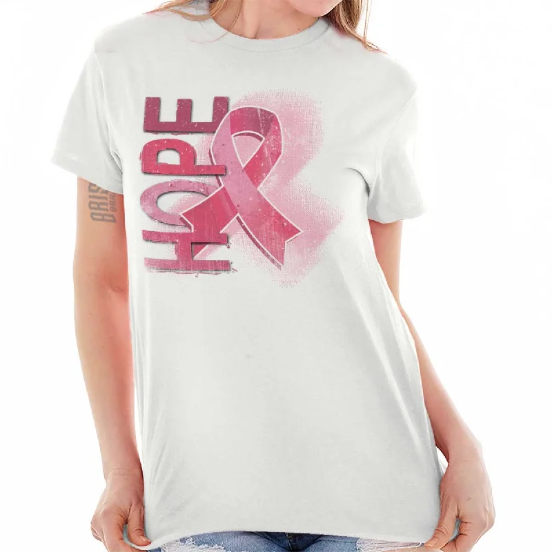 Modern Chic funny graphic printed T-shirts Hope Pink Ribbon T Shirt