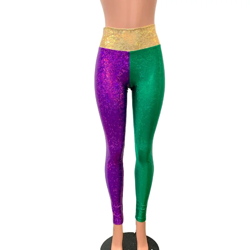 Personalized Design leggings for street styleMardi Gras Leggings - Holographic Color Block Pants Personalized Design leggings for street styleMardi Gras Leggings - Holographic Color Block Pants