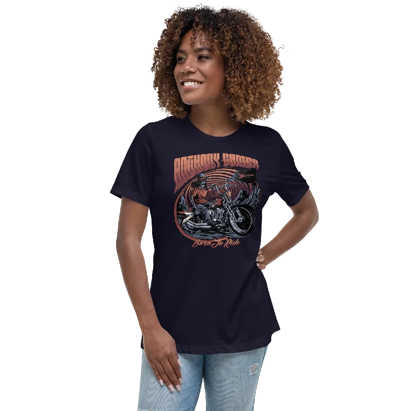 Relaxed Dresses graphic print tees for casual looks Born To Ride Women's Relaxed T-Shirt - Available in 3 Colors (S-3XL) Relaxed Dresses graphic print tees for casual looks Born To Ride Women's Relaxed T-Shirt - Available in 3 Colors (S-3XL)