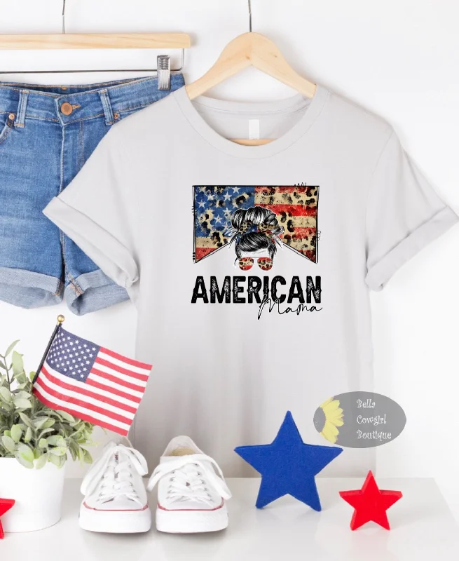 Soft Looks stylish T-Shirts for summer American Mama Messy Bun American Flag Leopard Patriotic T-Shirt Soft Looks stylish T-Shirts for summer American Mama Messy Bun American Flag Leopard Patriotic T-Shirt