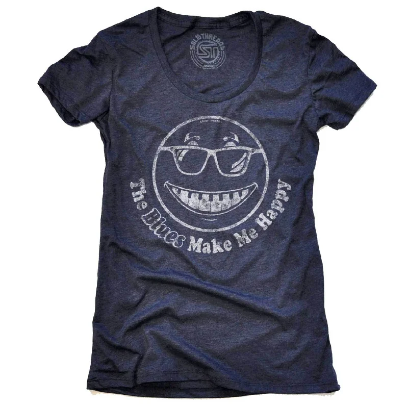 Trends bold slogan T-shirts for women Women's The Blues Make Me Happy T-shirt