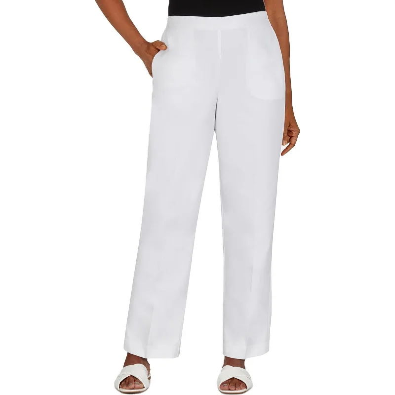 Cozy Knits Casual skinny pants Alfred Dunner Womens Elastic Waistband Solid Wide Leg Pants
