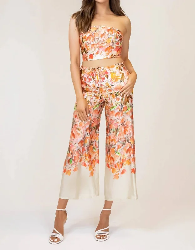 Cozy Fitting Long work pants Alora Pants In Peach Multi