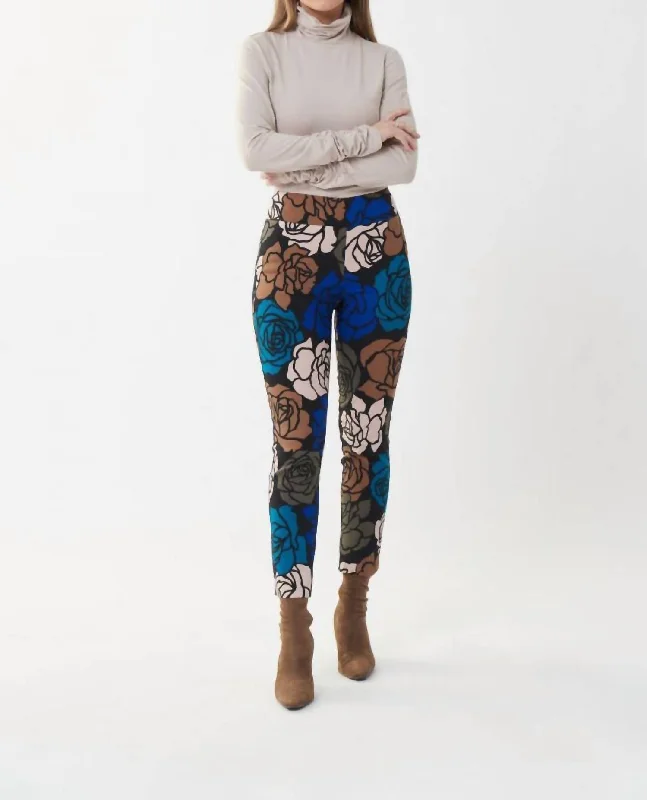 Timeless Style Classic work pants Floral Slim Leg Pants In Black/multi