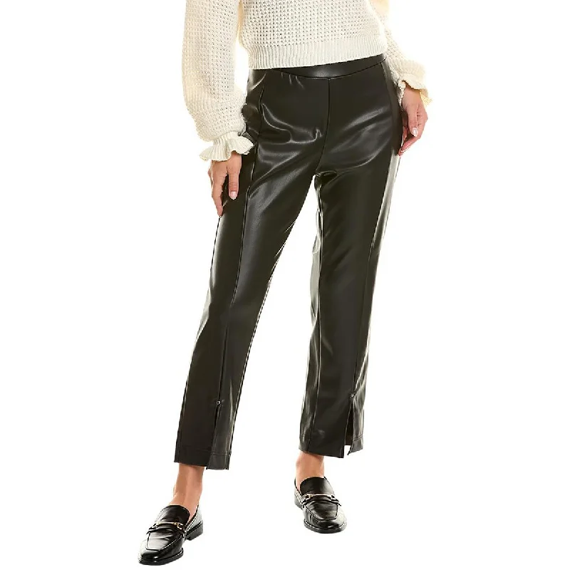 Soft Knitwear Tailored dress pants Nicole Miller Womens Vegan Leather Split Hem High-Waisted Pants