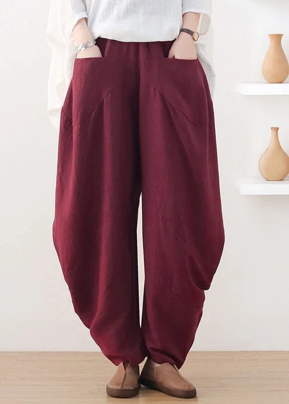 Minimal Comfort Women's high-waisted cargo pants Plus Size Wine Red Pockets Wide Leg Pants Fall Minimal Comfort Women's high-waisted cargo pants Plus Size Wine Red Pockets Wide Leg Pants Fall
